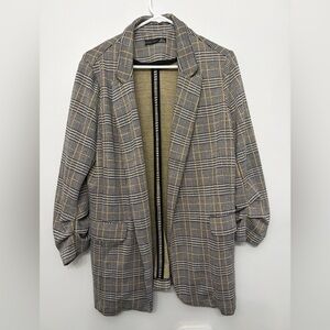 Black Tape Stylish Plaid Blazer in Black, White, and Tan Size L